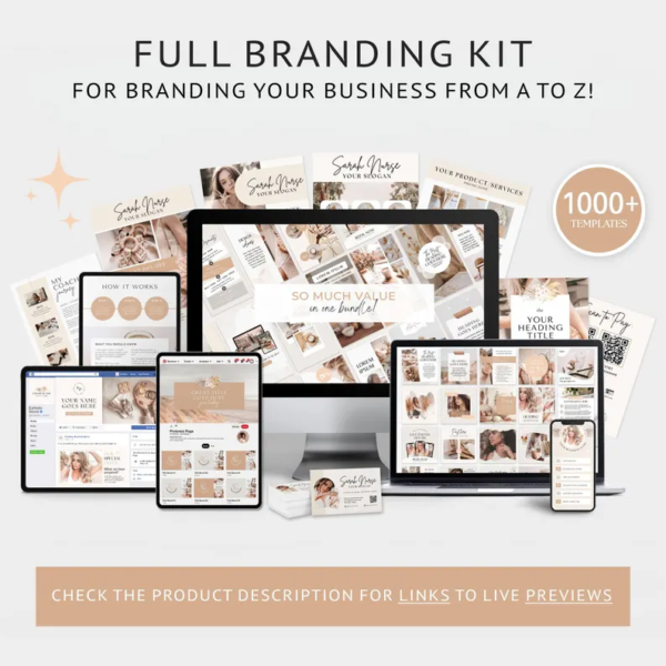 3-in-1 Coaching Business Template Bundle Online business All in One Bundle Wix Website Template Canva website Branding Kit Coach Marketing