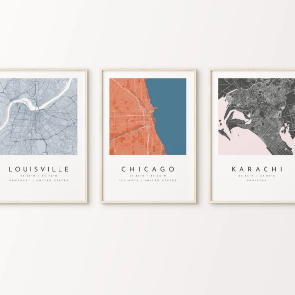 Personalized Map art, multiple sizes, Map Prints, Custom map art, Your Choice