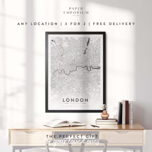 Custom City Map Print: Personalised Location Art