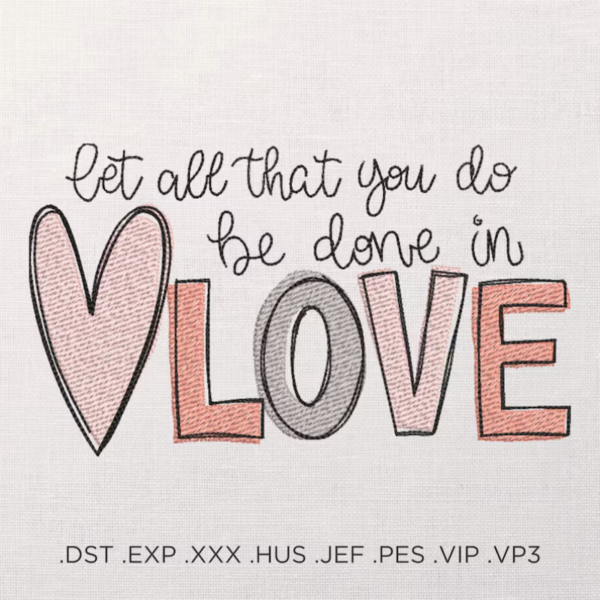 LOVE machine embroidery design - Valentine's Day embroidery files